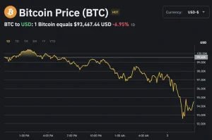 Bitcoin dropped from 94,000 USD to below 86,000 USD in just 24 hours